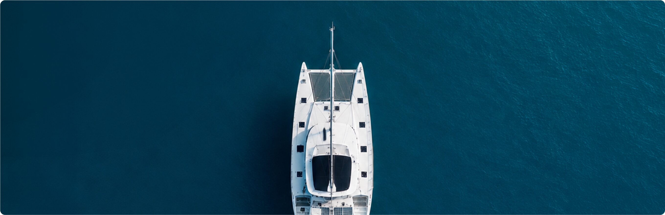 Sailing catamaran seen from above
